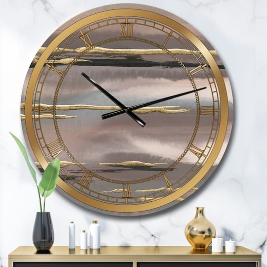 Designart 'Glamorous Morning Fog I Glam Wall Clock